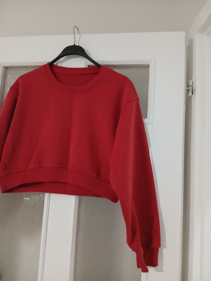 Kırmızı Kadın Oversize Sweatshirt - Görsel 5