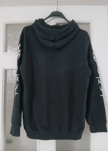Siyah Kapüşonlu Grunge Sweatshirt - Görsel 7
