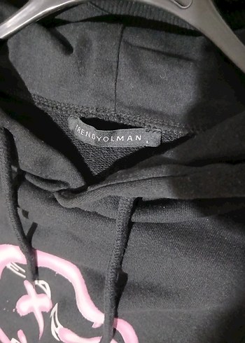 Siyah Kapüşonlu Grunge Sweatshirt - Görsel 8