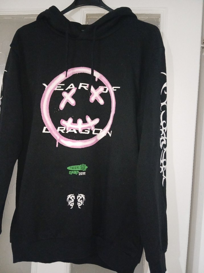 Siyah Kapüşonlu Grunge Sweatshirt - Görsel 3