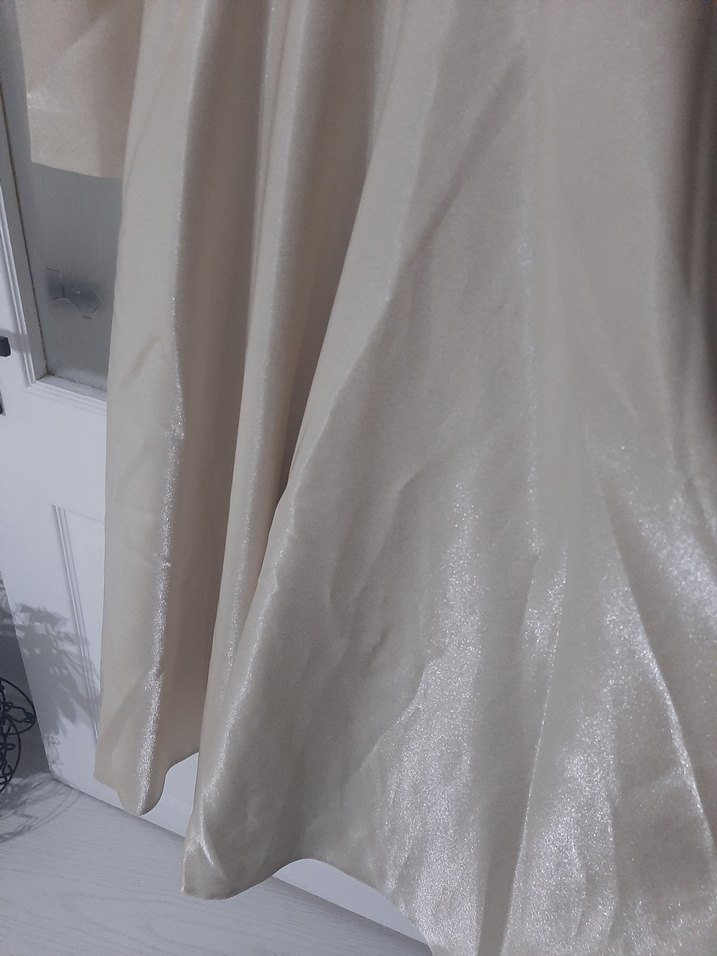 Uzun Kollu Bej İşlemeli Abiye Elbise - Görsel 5