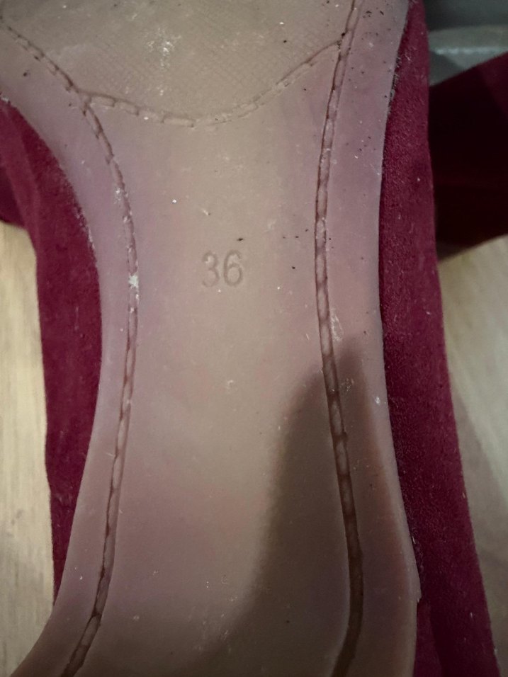 Bordo Süet Dolgu Topuklu Kadın Ayakkabı - Görsel 2