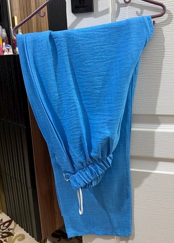 Mavi Piliseli Uzun Kollu Keten Takım - Görsel 3