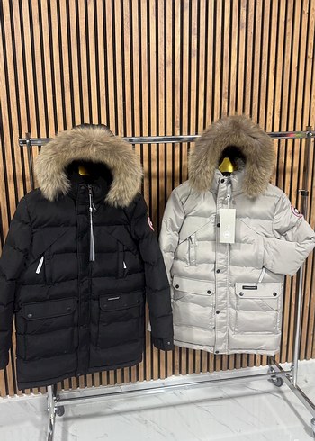 Kürklü Kapüşonlu Beyaz Erkek Kısa Mont - Görsel 2