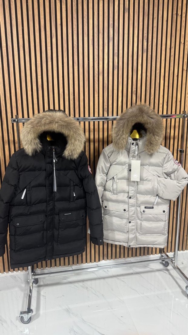 Kürklü Kapüşonlu Beyaz Erkek Kısa Mont - Görsel 2