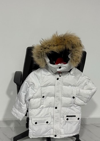 Beyaz Kürklü Nakışlı çocuk Montları - Görsel 6