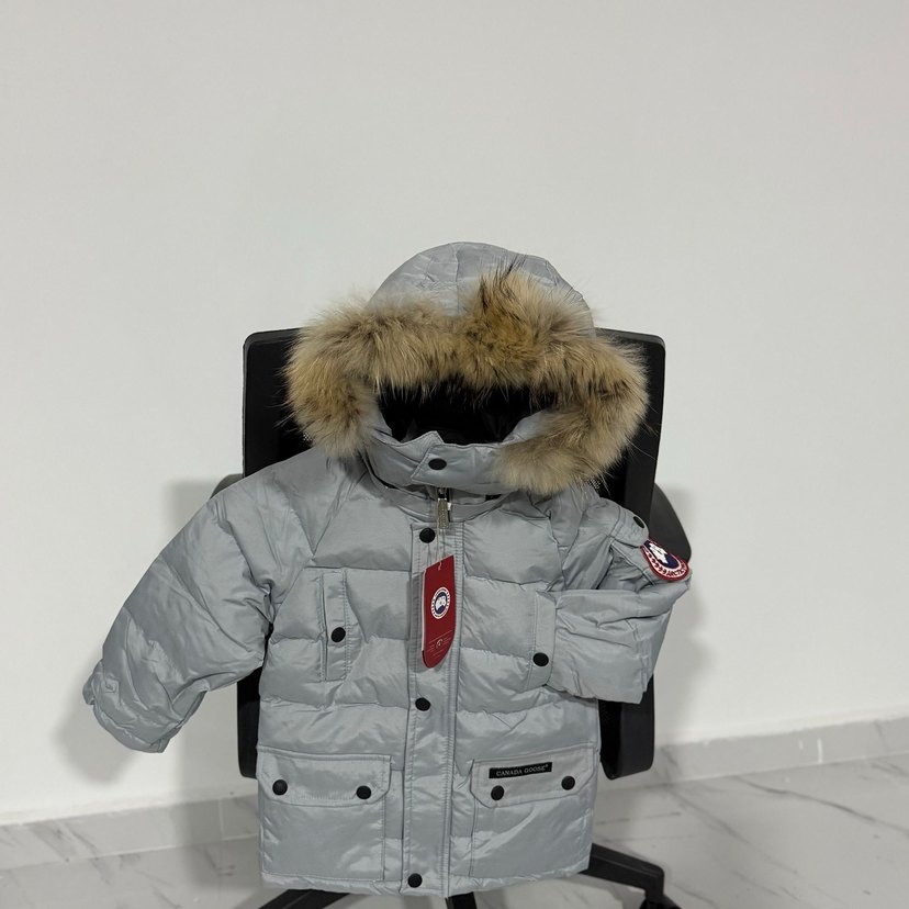 Beyaz Kürklü Nakışlı çocuk Montları - Görsel 3