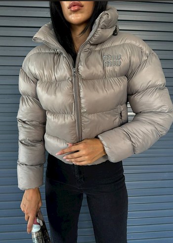 Siyah Şişme Kadın Mont, Yüksek Yaka, Günlük - Görsel 2