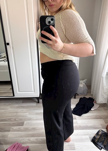 Bej Kadın Triko Crop Top - Görsel 2