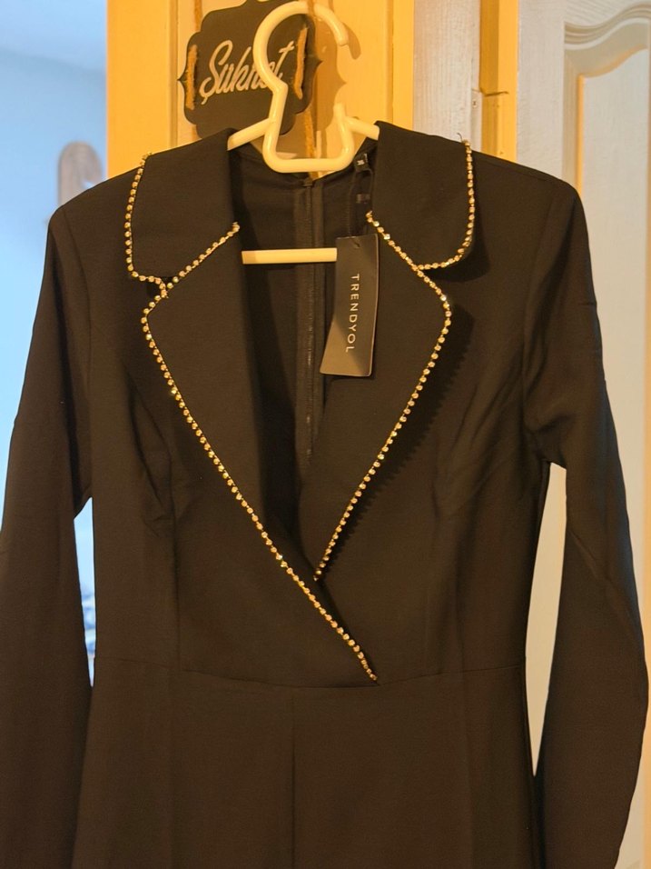 Siyah Uzun Kollu Kadın Tulum - Görsel 3