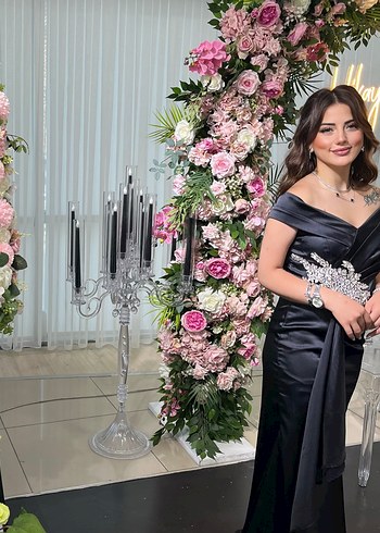 Siyah Straplez Uzun Abiye Elbise - Görsel 3