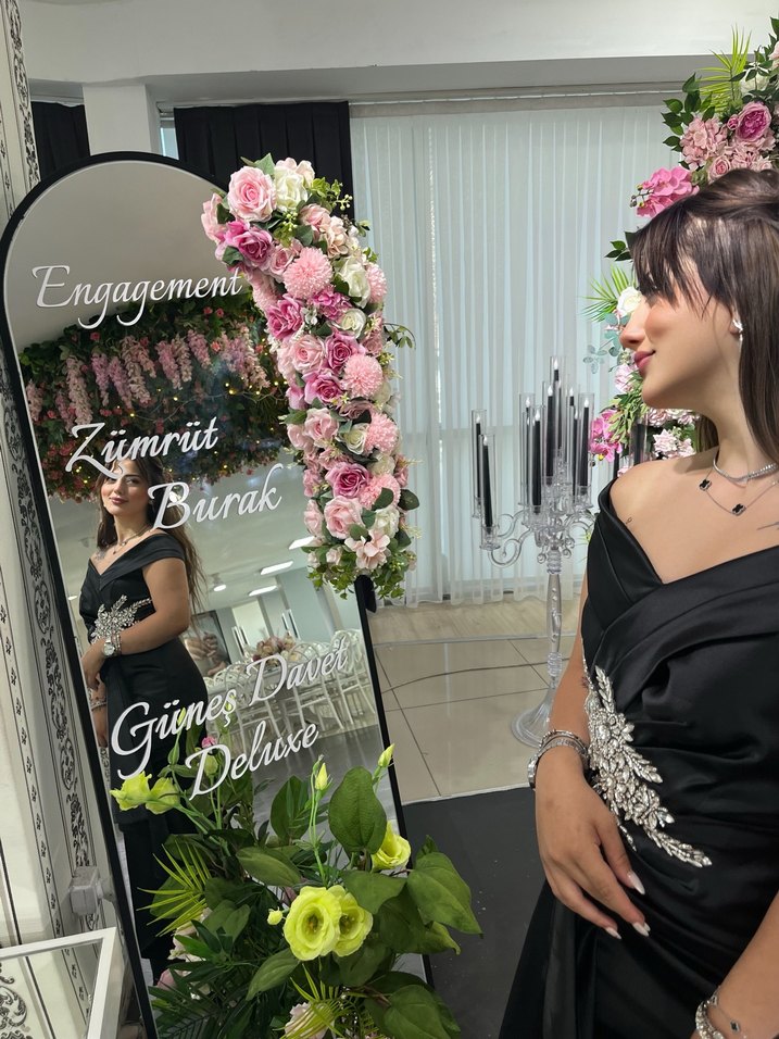 Siyah Straplez Uzun Abiye Elbise - Görsel 5