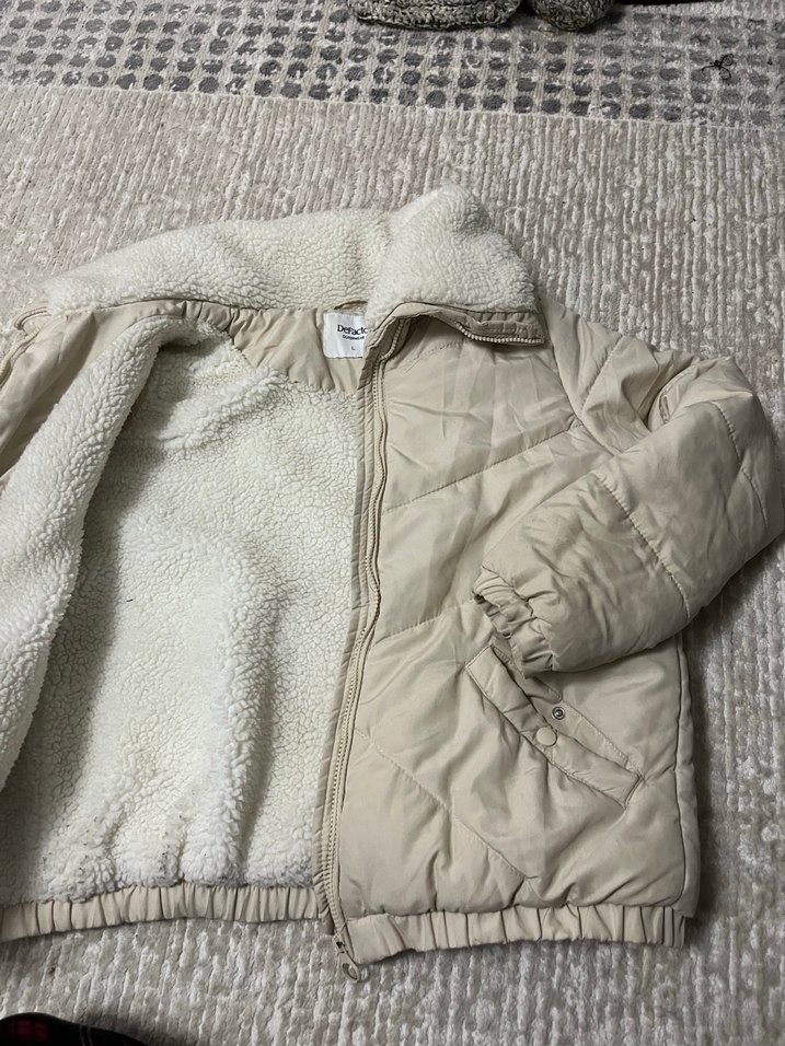 Kürklü Bej Kadın Mont - Görsel 3