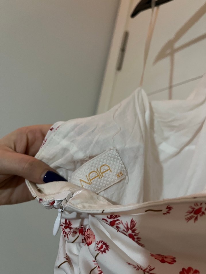 Beyaz Drapeli Mini Elbise - Görsel 3