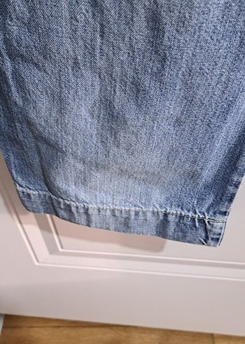 Kadın Mavi Denim Uzun Tulum - Görsel 8