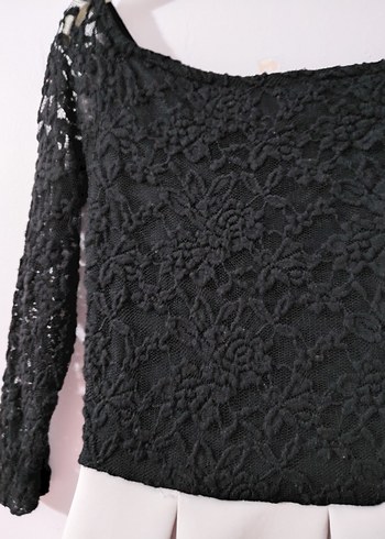 Dantel Detaylı Midi Siyah-Beyaz Kadın Elbise - Görsel 3