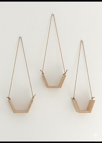 Bej Asılı Ahşap Saksılık Seti - Görsel 3