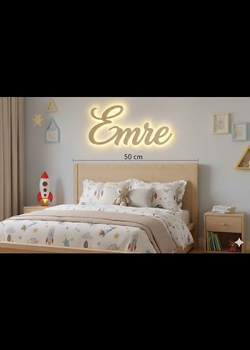 Işıklı Beyaz kişiye özel Kapı Yazısı 50 cm - Görsel 3