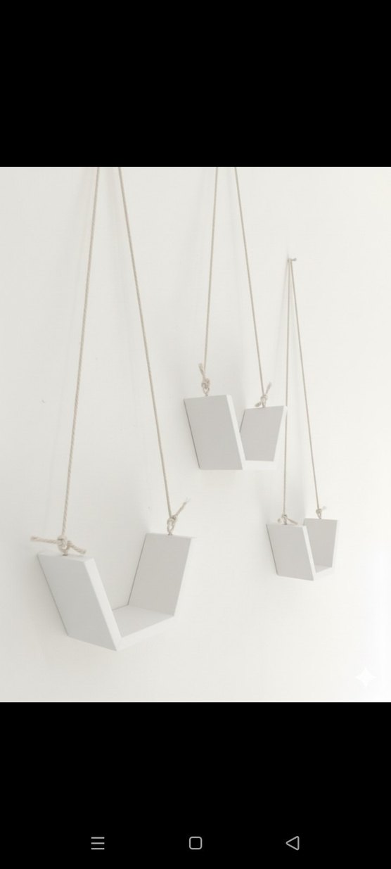 Beyaz Asılı Dekoratif Saksı Seti - Görsel 2