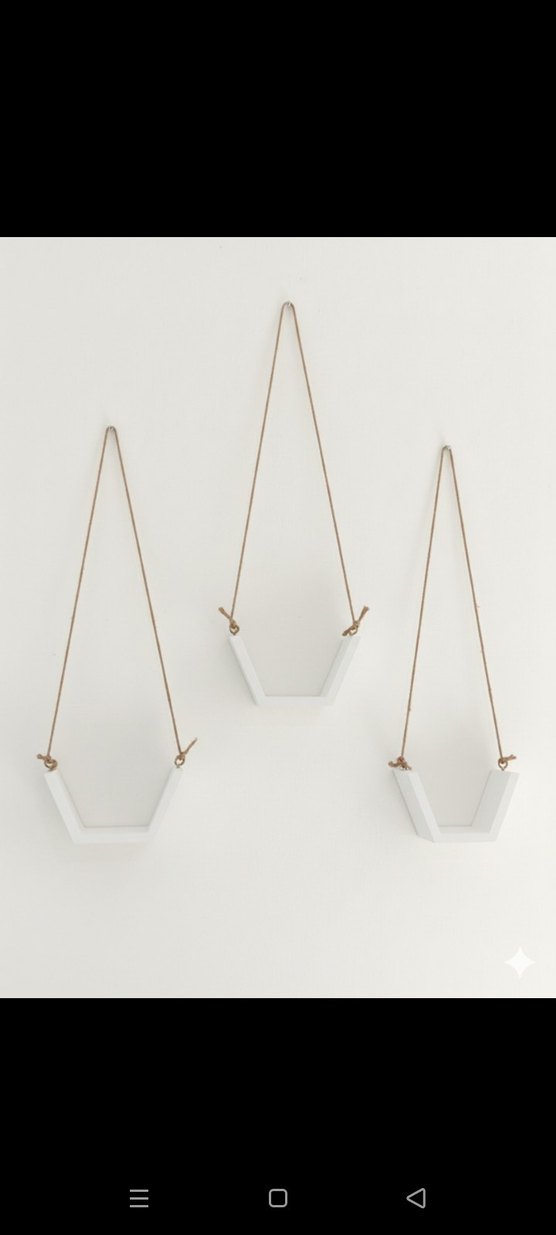 Beyaz Asılı Dekoratif Saksı Seti - Görsel 3