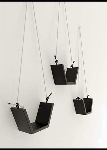 antrasit Asmalı Dekoratif Duvar Rafları - Görsel 2