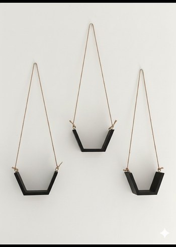 antrasit Asmalı Dekoratif Duvar Rafları - Görsel 3