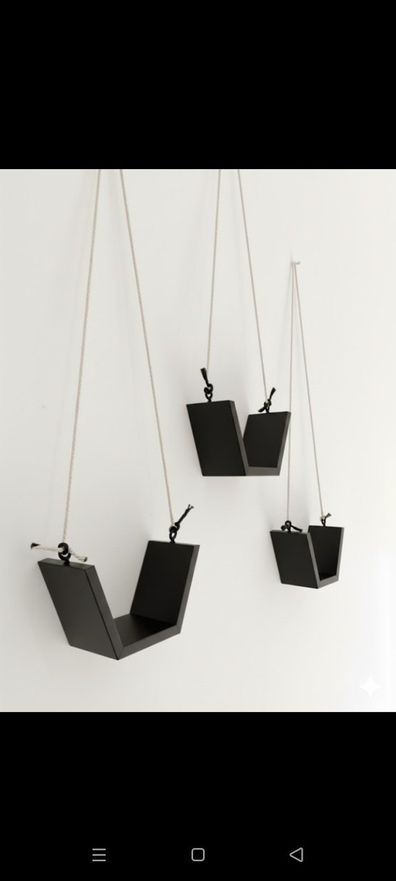 antrasit Asmalı Dekoratif Duvar Rafları - Görsel 2