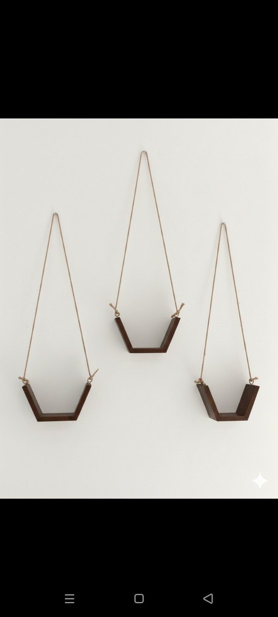 Kahverengi Ahşap Halatlı Duvar Rafları - Görsel 3