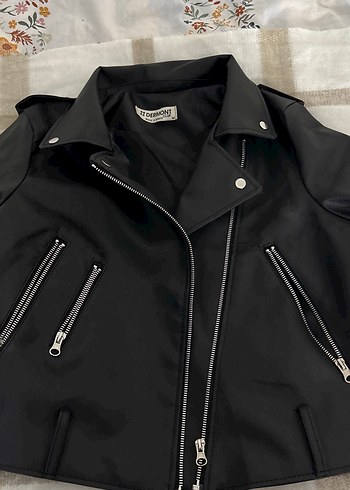 Siyah Deri Biker Ceket - Görsel 2