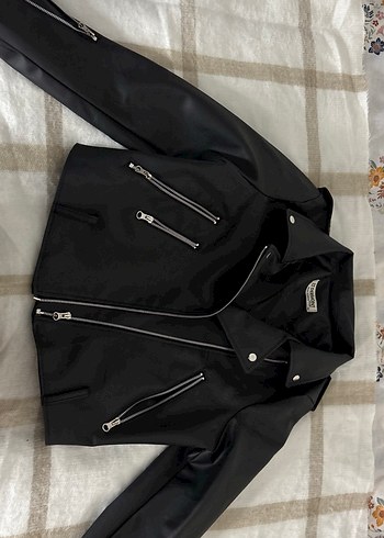 Siyah Deri Biker Ceket - Görsel 5