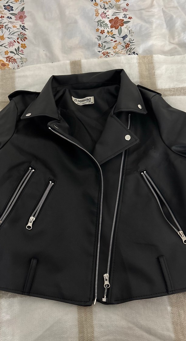 Siyah Deri Biker Ceket - Görsel 2