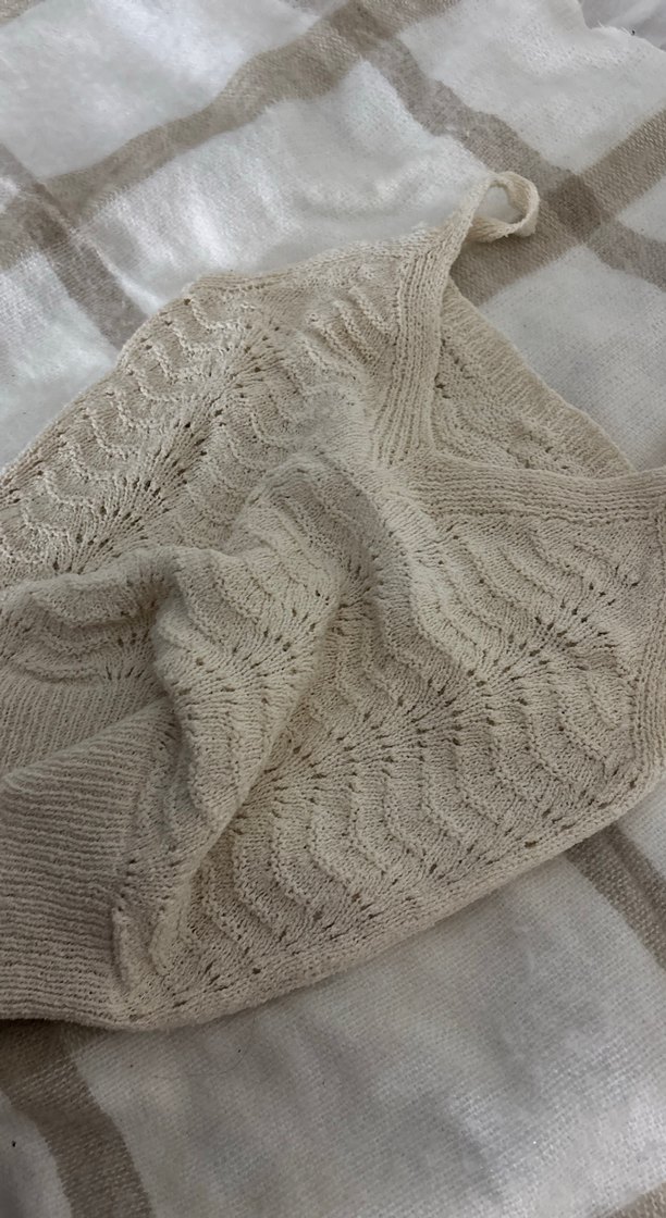 Bej V Yaka Örgü Kadın Atlet - Görsel 2