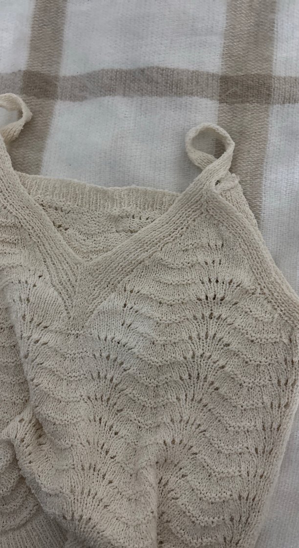 Bej V Yaka Örgü Kadın Atlet - Görsel 4