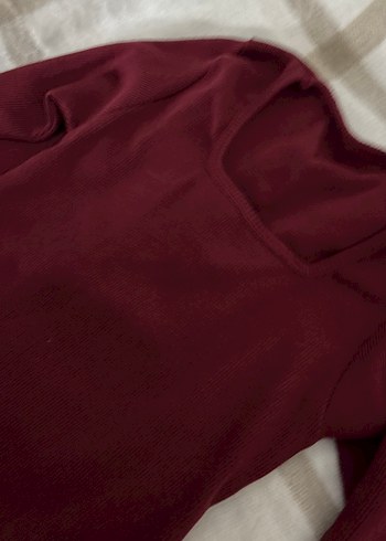 Bordo Kadın Triko Sweatshirt - Görsel 3