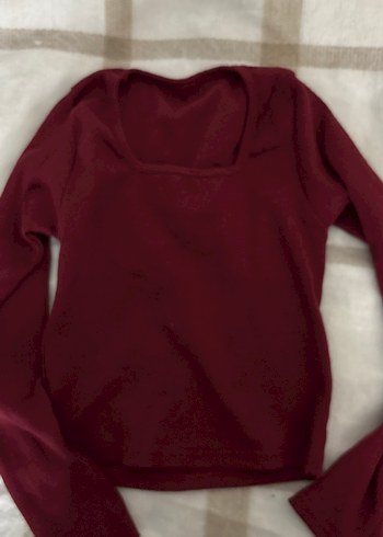 Bordo Kadın Triko Sweatshirt - Görsel 2