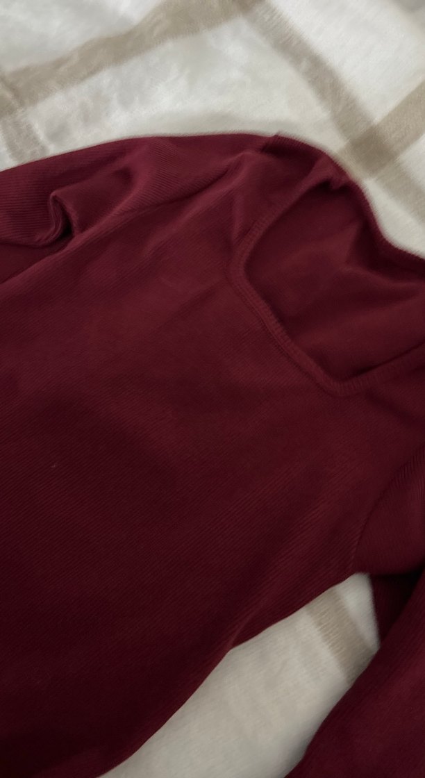 Bordo Kadın Triko Sweatshirt - Görsel 3