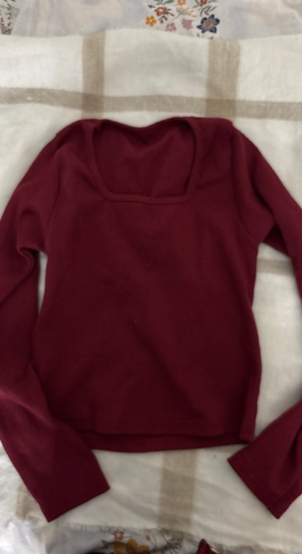 Bordo Kadın Triko Sweatshirt - Görsel 2