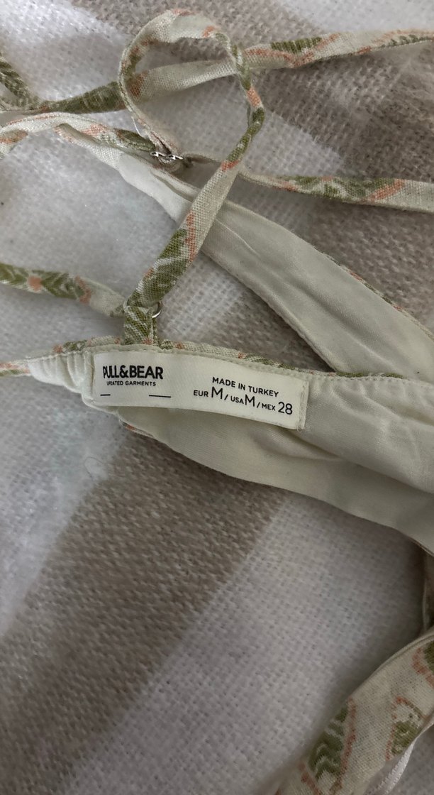 Nakışlı Bej Keten İpli Büstiyer - Görsel 4