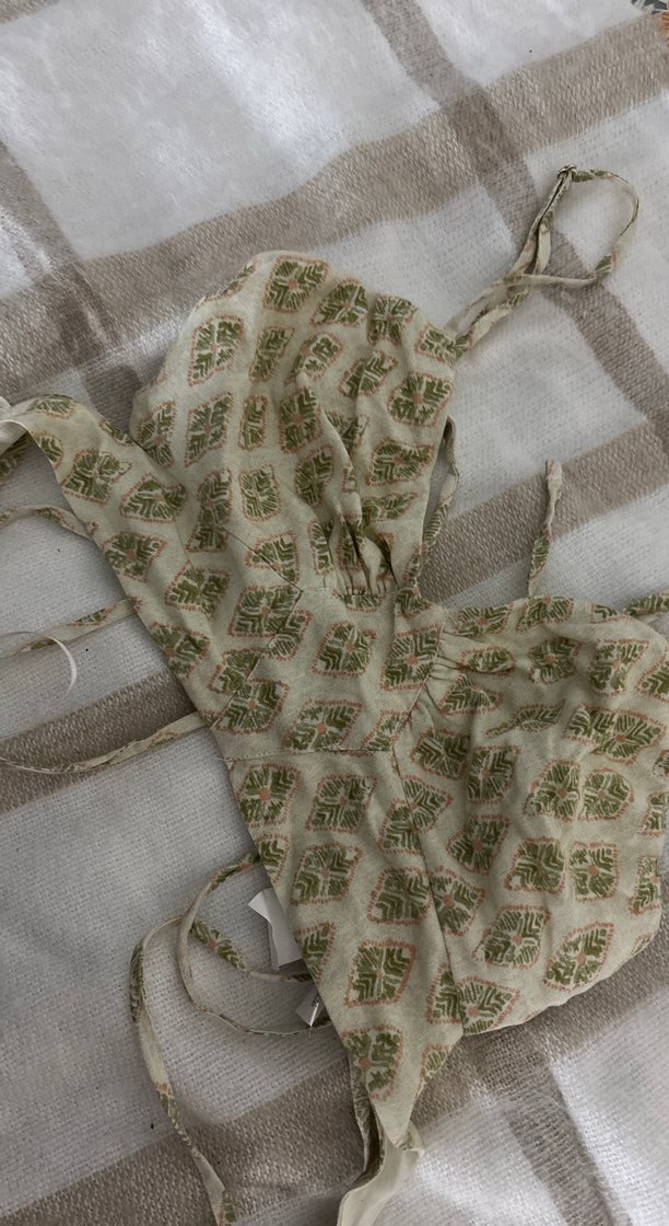 Nakışlı Bej Keten İpli Büstiyer - Görsel 2