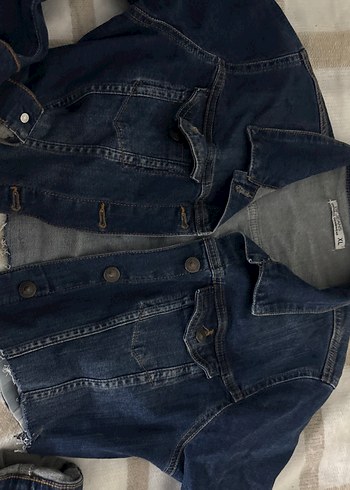 Düğmeli Mavi Kadın Denim Ceket - Görsel 2