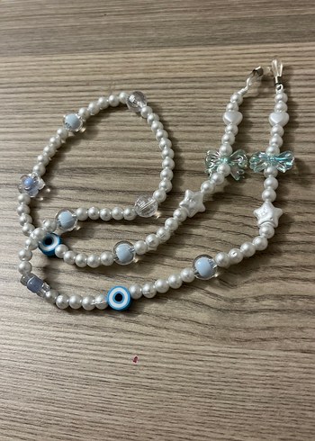 Pembe Boncuklu Kelebekli Kulaklık Zinciri - Görsel 4