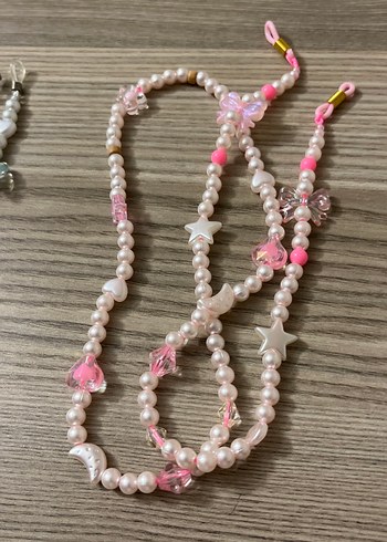 Pembe Boncuklu Kelebekli Kulaklık Zinciri - Görsel 3