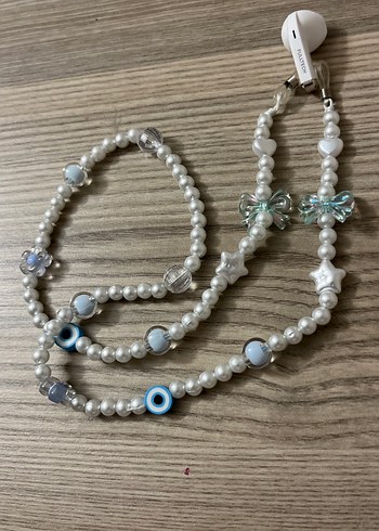 Pembe Boncuklu Kelebekli Kulaklık Zinciri - Görsel 7