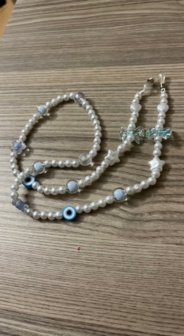 Pembe Boncuklu Kelebekli Kulaklık Zinciri - Görsel 4