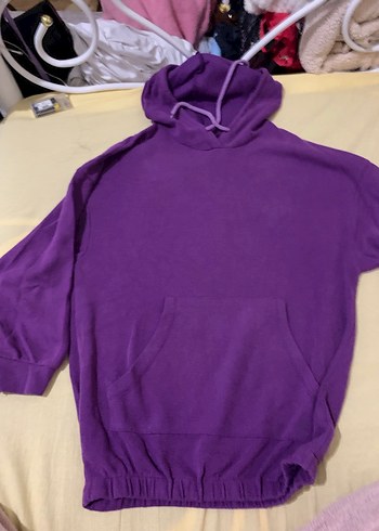 Mor Kadın Sweatshirt, Uzun Kollu, Kapüşonlu - Görsel 4