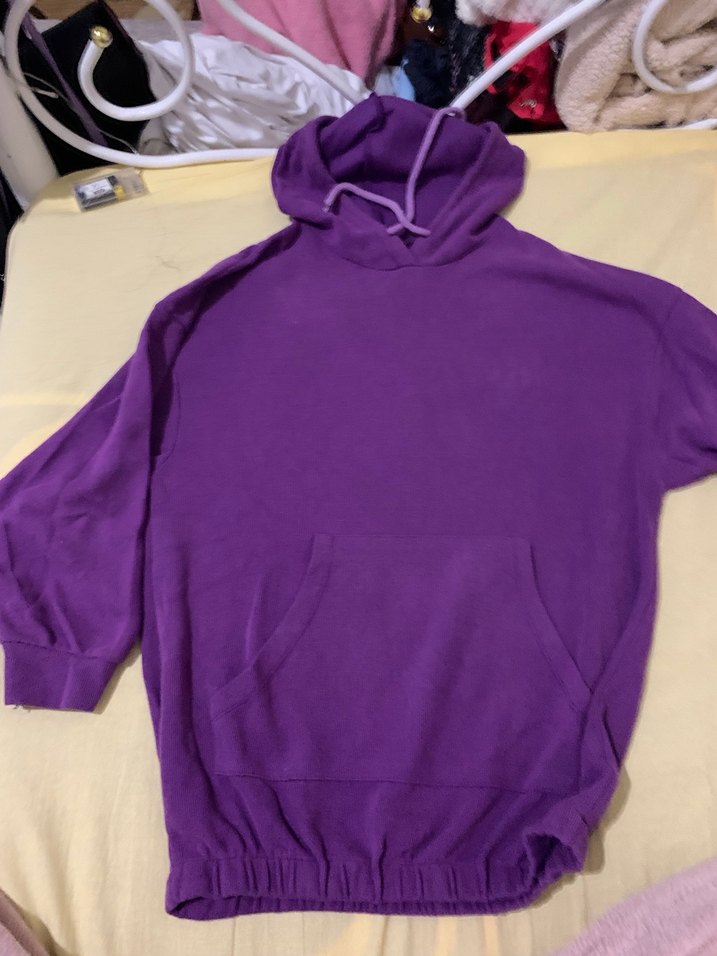 Mor Kadın Sweatshirt, Uzun Kollu, Kapüşonlu - Görsel 4