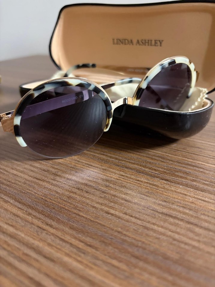 Linda Ashley Bej Retro Gözlük - Görsel 4