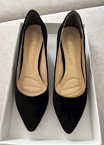 Siyah Süet Kadın Topuklu Ayakkabı - Görsel 2