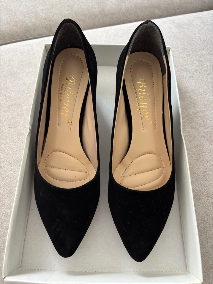 Siyah Süet Kadın Topuklu Ayakkabı - Görsel 2