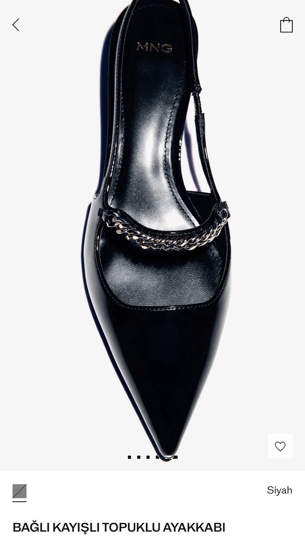 MANGO Siyah Rugan Zincir Detaylı 35 Beden Topuklu Ayakkabı - Görsel 3